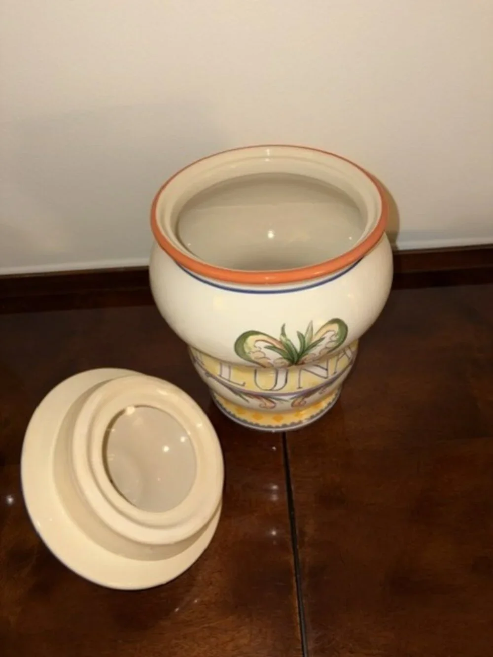 Pfaltzgraff Villa Della Luna Hand-Painted Italian Inspired Canister Jar 10.5